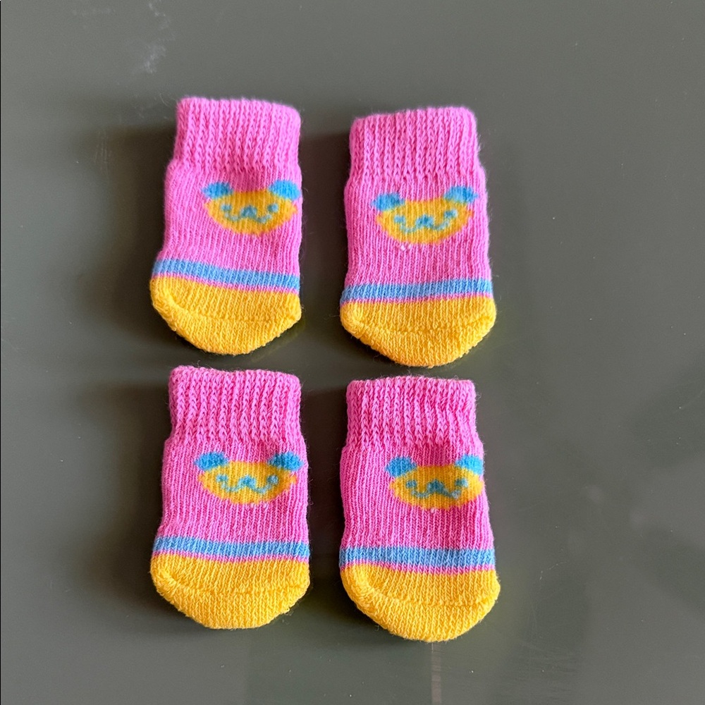 Colorful Pet Socks - Non-Slip Pink and Yellow Size Small NWT